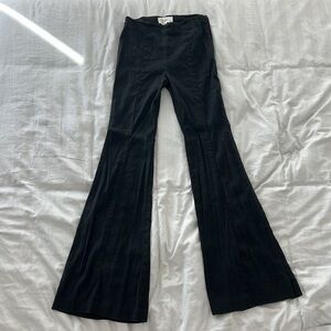 By Anthropologie Linen Flare Pants in Black Size 0
